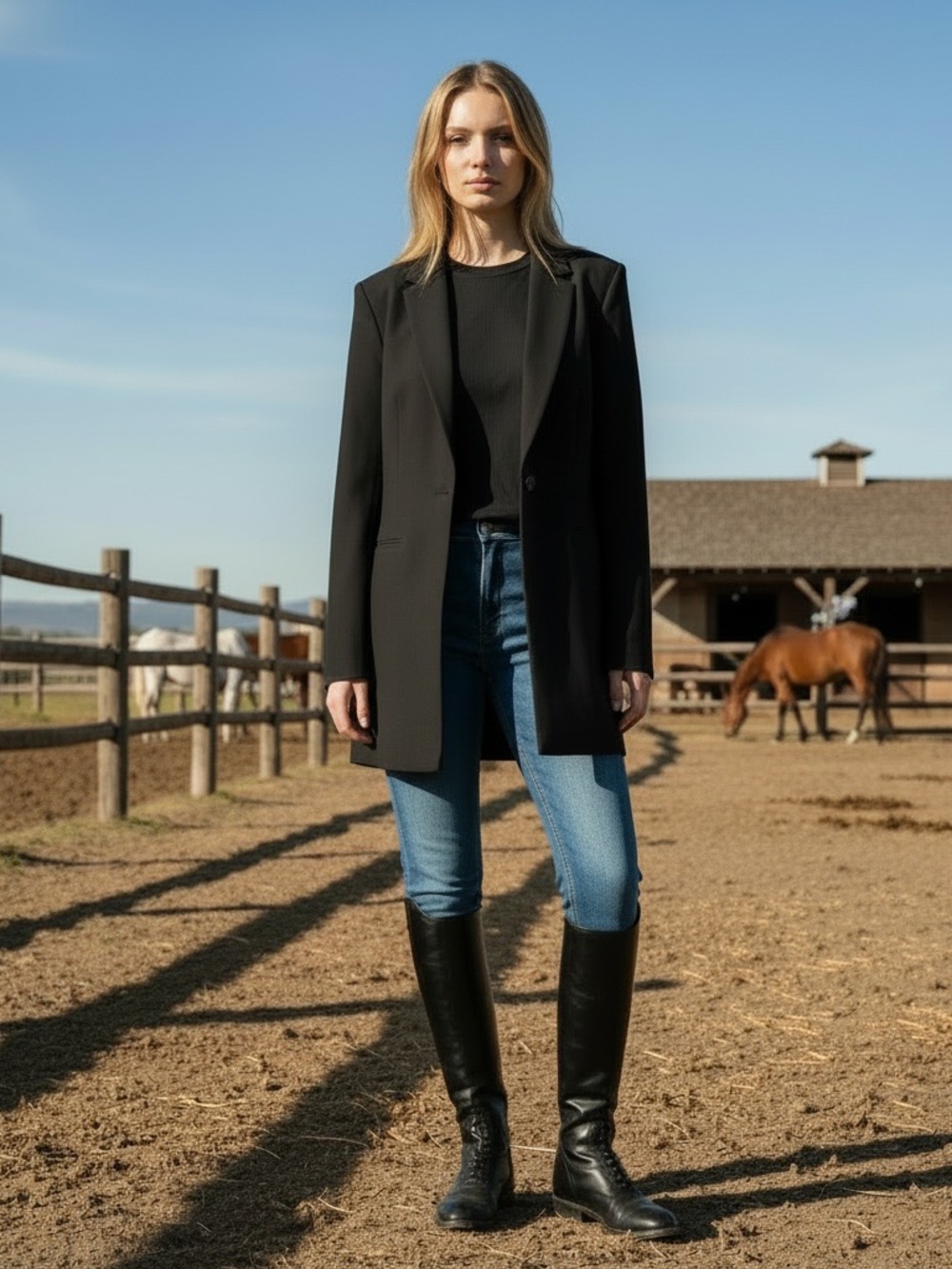 Elegant Lenitif Brand, Classic Black Long Light-weight Lined Jacket for Women